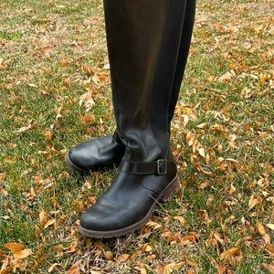 Kenneth Cole Leather and Knit Knee Boot